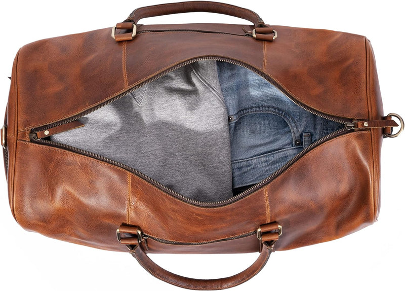 burkely leather waterproof rain trolley bag Buffalo Leather Trolley Bag 24 Inch, Full Grain Leather Duffle Bag — Classy Leather Bags