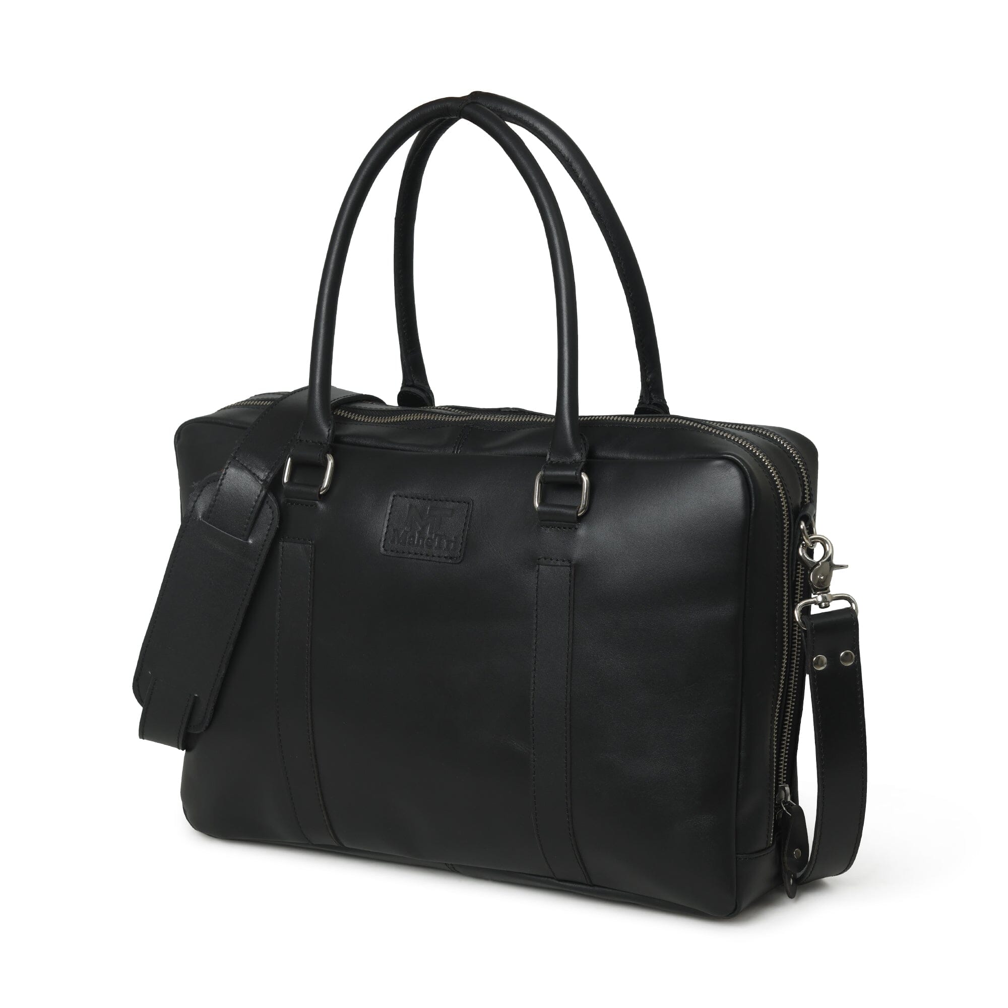 Dixon Black Leather Briefcase | Leather Laptop Briefcase — Classy