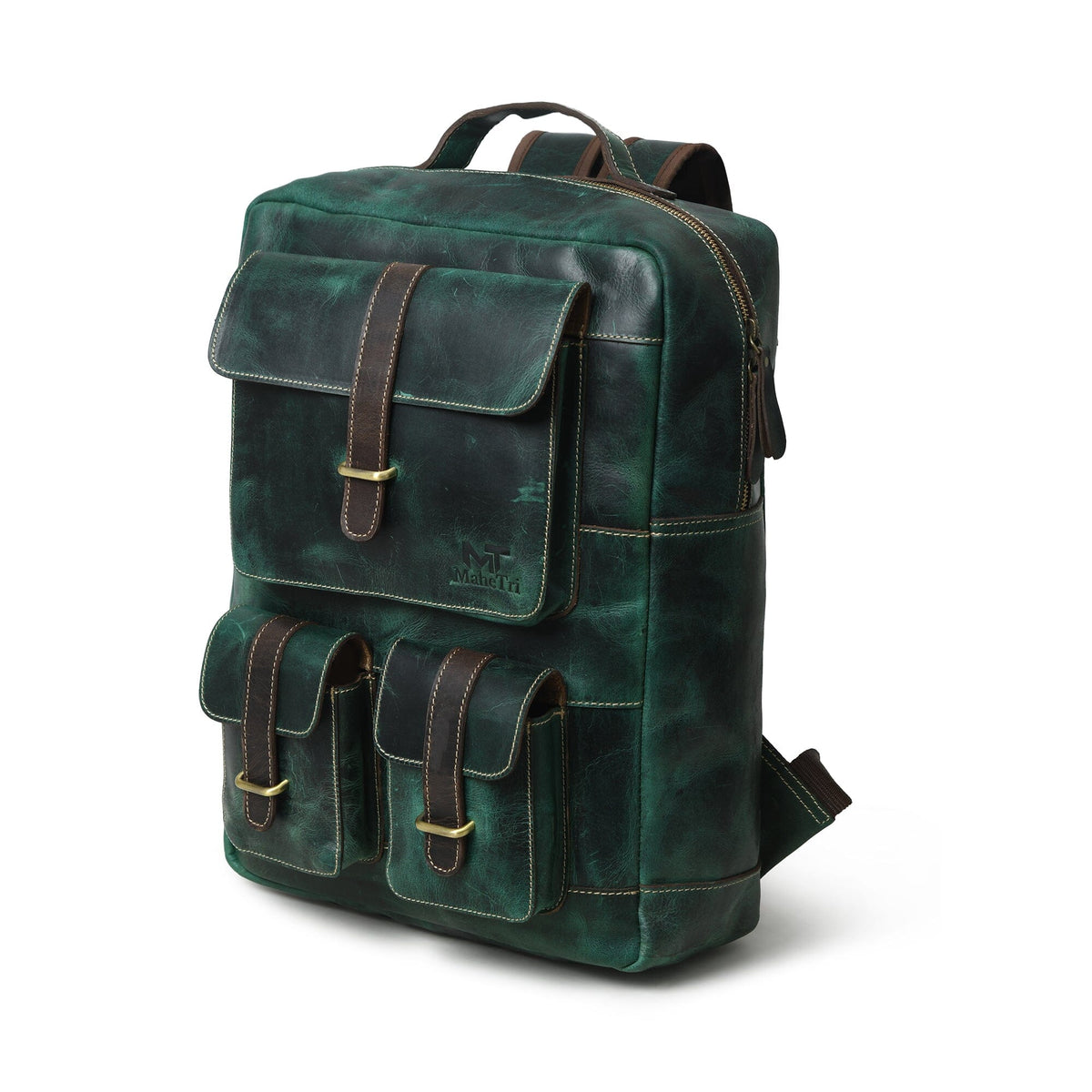 Greenfield Emerald Leather Backpack Leather Laptop Backpack — Classy Leather Bags