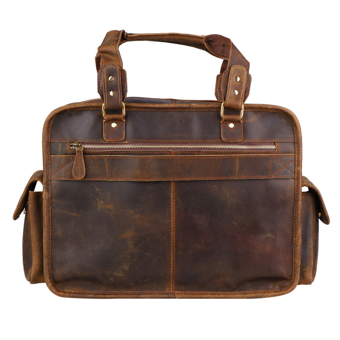 Vintage Brown Leather Laptop Briefcase Bag