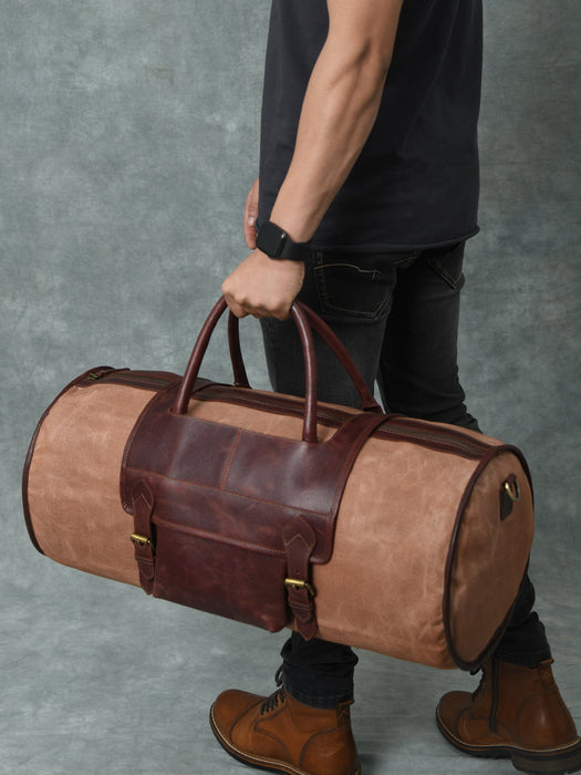 The Weekender - Waxed Canvas Leather Duffel – Western Leather Goods