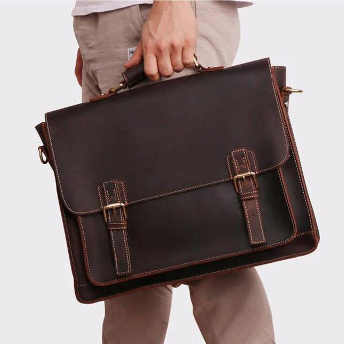 real leather laptop briefcase bag