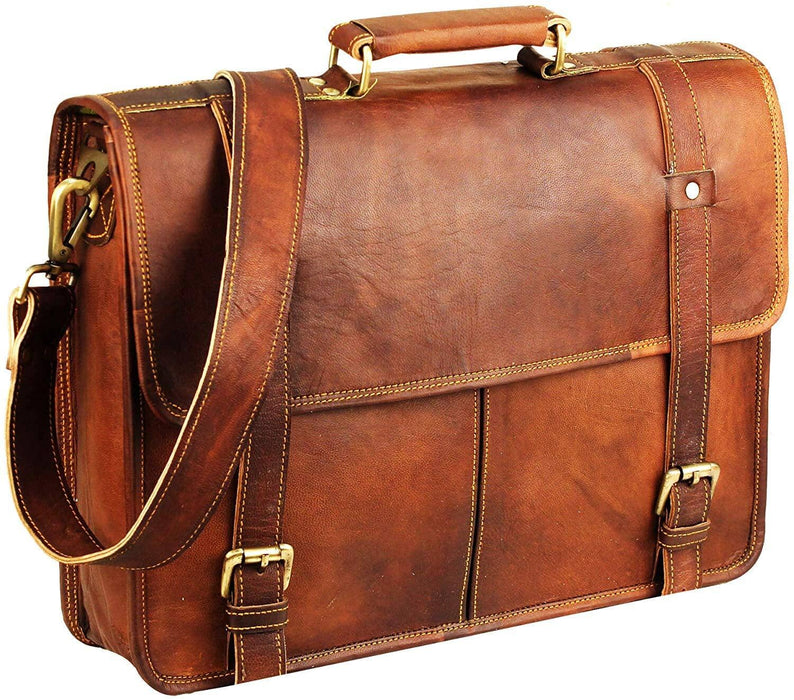 Leather & Canvas Messenger Bag For School, only $69.99