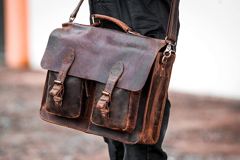 18 laptop messenger bag backpack Fullgrain Leather Messenger Bag