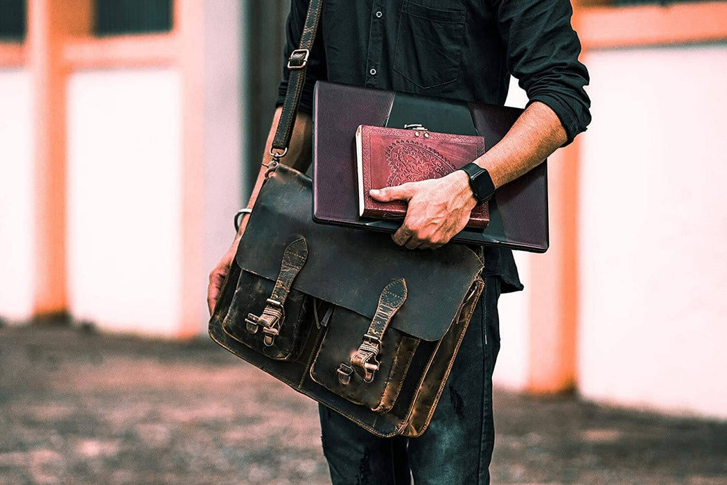 buy leather mens laptop messenger briefcases bags