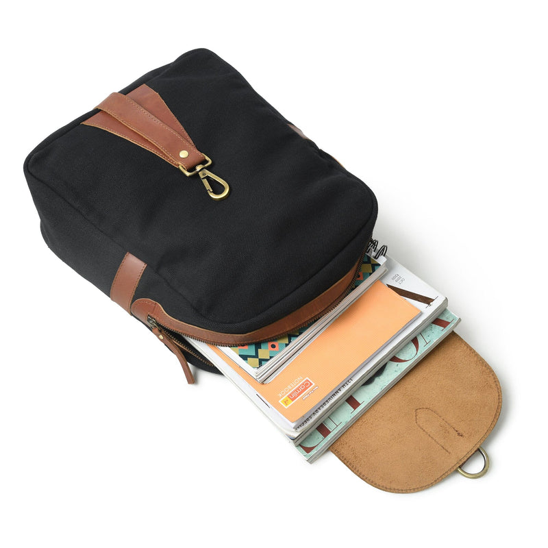 canvas leather backpack small Charlotte Women's Canvas Leather Backpack