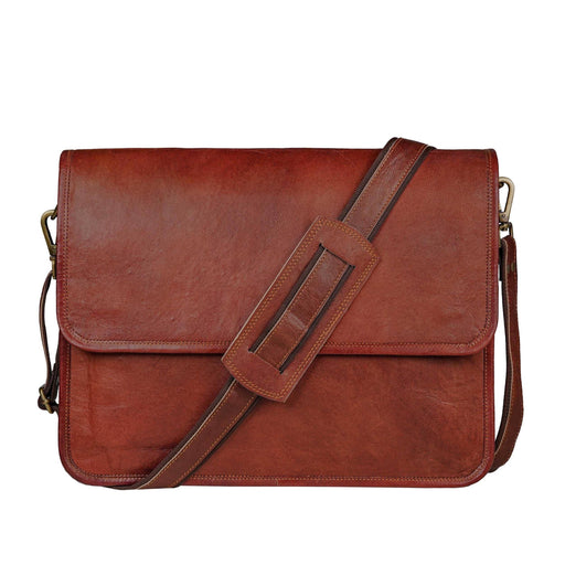 Flap Over Leather Messenger Bag | Leather Laptop Messenger Bag