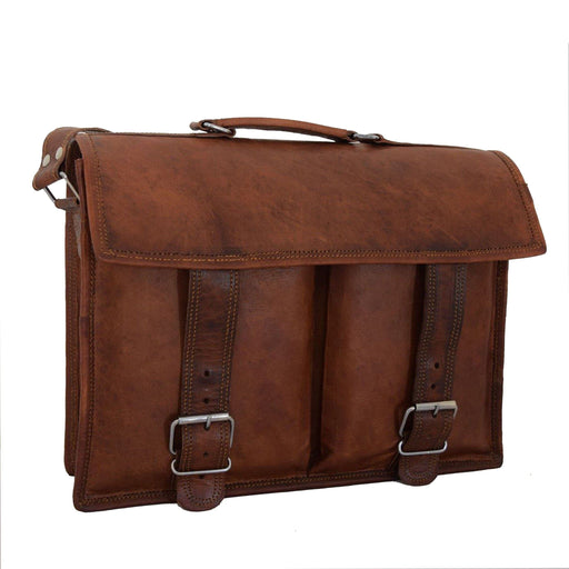 mens brown leather laptop messenger briefcase bag in USA
