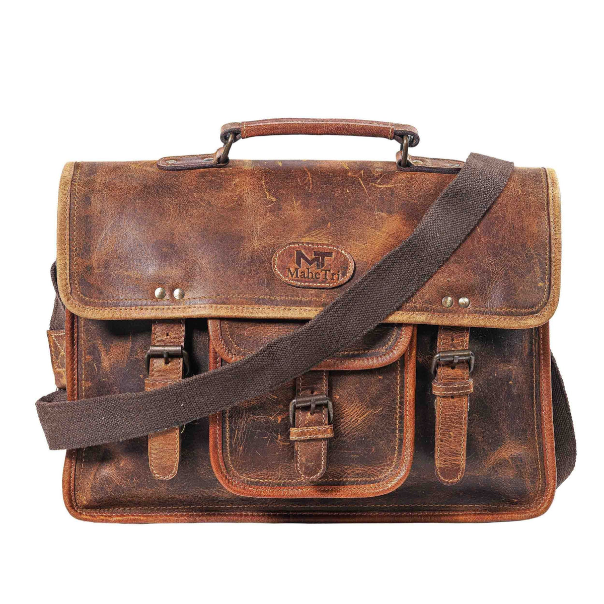 MaheTri Old School Buffalo Leather Satchel Messenger Bag — Classy ...