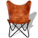 Handcrafted Butterfly Chair Real Leather Brown hmkrafts 