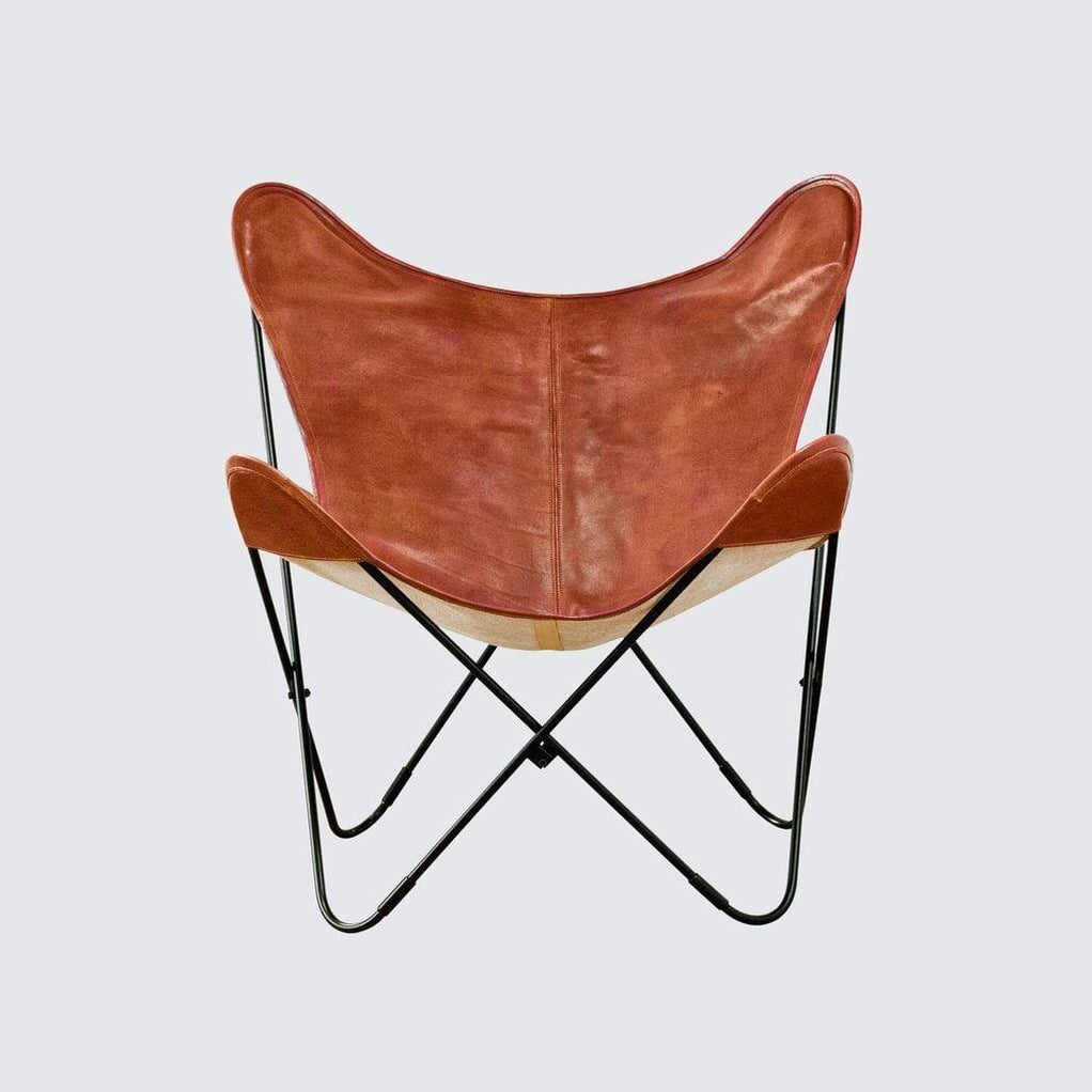 Cognac Leather Butterfly Chair Tan Brown Leather Chair — Classy Leather Bags