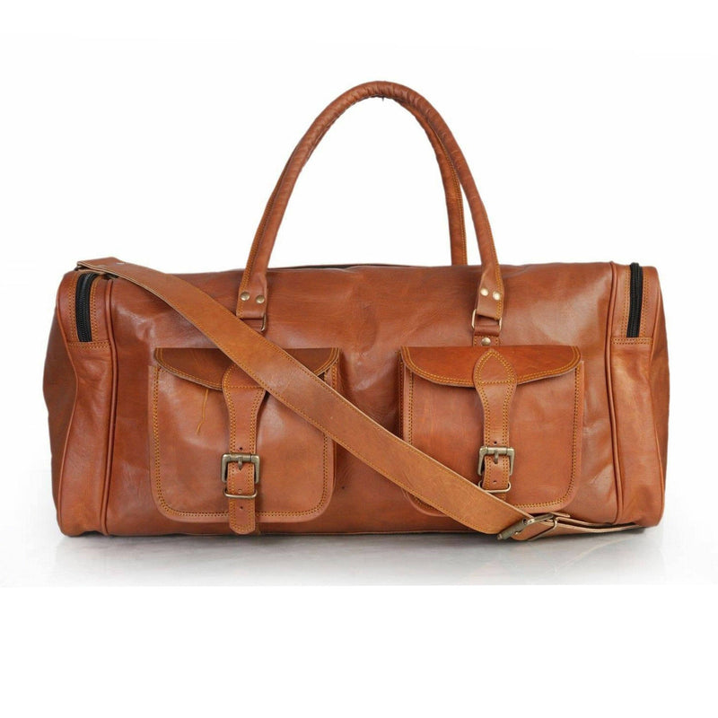 custom leather travel bag for men Men's Leather Weekender Leather Duffle Bag, Oversized, Brown — Classy Leather Bags