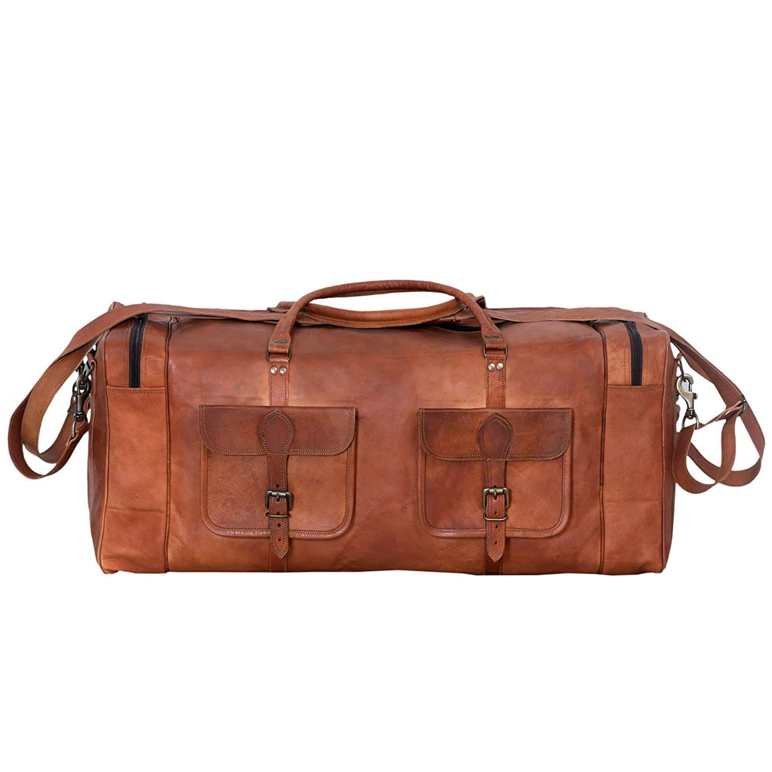 Oversized Men's Leather Duffle Bag Travel Duffle Bag 32 Inch