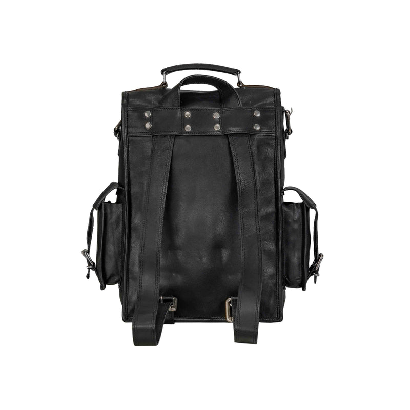 black leather backpack tote Black Leather Convertible Leather Backpack Messenger Bag Top Handle — Classy Leather Bags