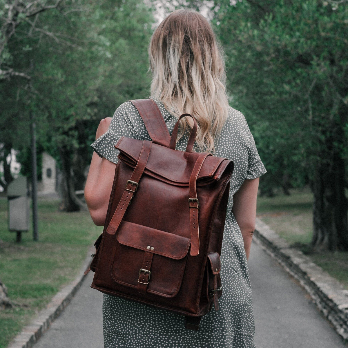 George Stevenson over vene Chavez Roll Top Backpack | Vintage Roll Top Leather Backpack — Classy  Leather Bags