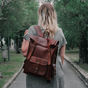 Chavez Roll Top Backpack | Vintage Roll Top Leather Backpack — Classy ...