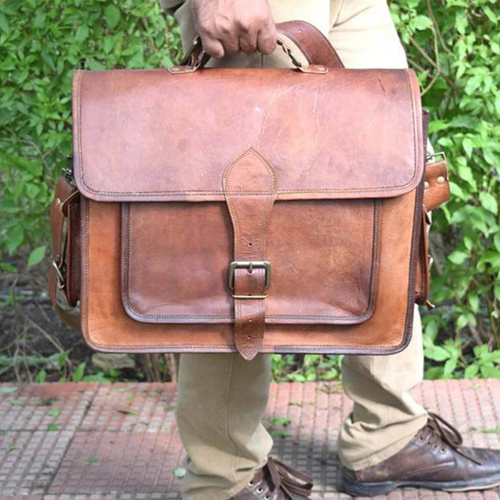 Vintage Large Leather Messenger Bag Classy Leather Bags 
