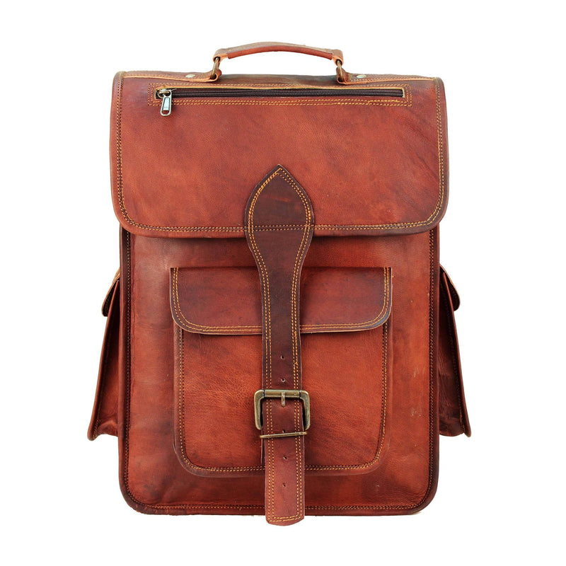 best business leather laptop backpack Men's Laptop Leather Backpack