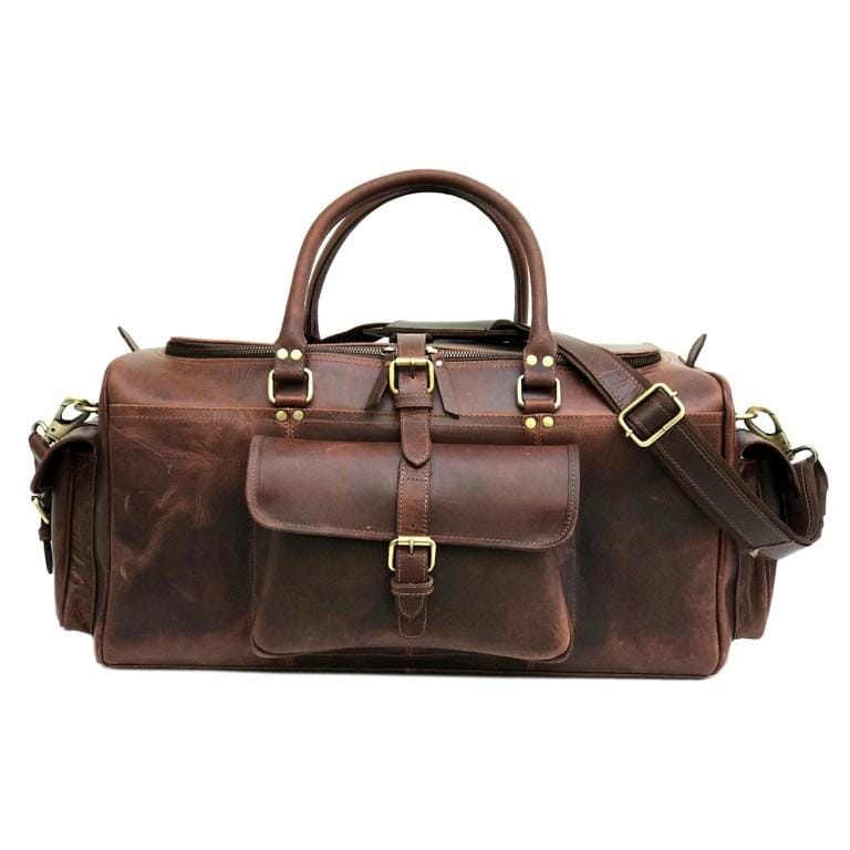 Buffalo Full Grain Leather Large Duffle Bags For Men — Classy