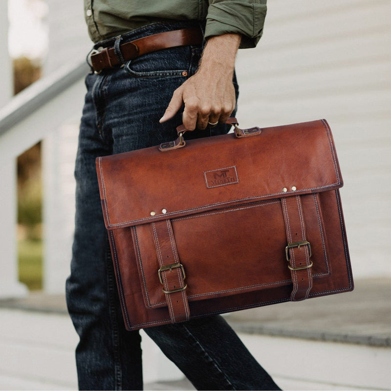 18 laptop messenger bag backpack Dark Brown Office Leather Messenger Bag For Men & Women 18 Inch — Classy Leather Bags