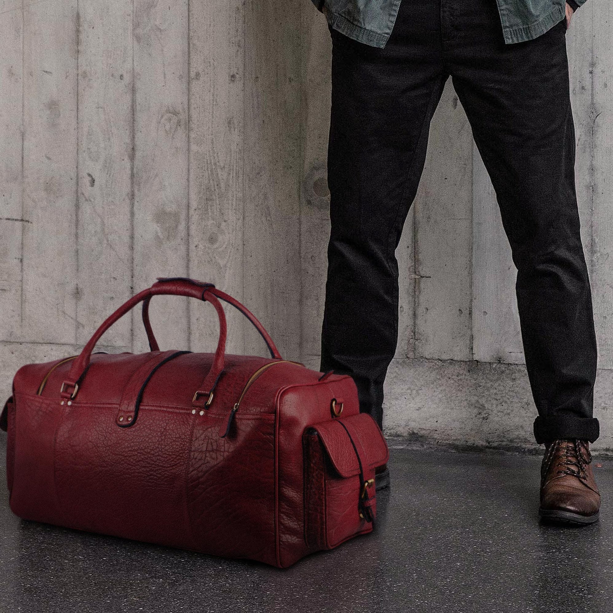 Scarlet Large Leather Duffle Bag | Leather Weekend Bag — Classy Leather ...