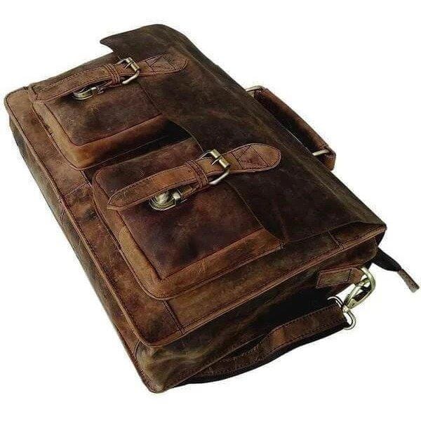 amerileather vintage hunter leather messenger bag backpack Retro Buffalo Hunter Leather Laptop Messenger Bag for Men & Women 16 Inch