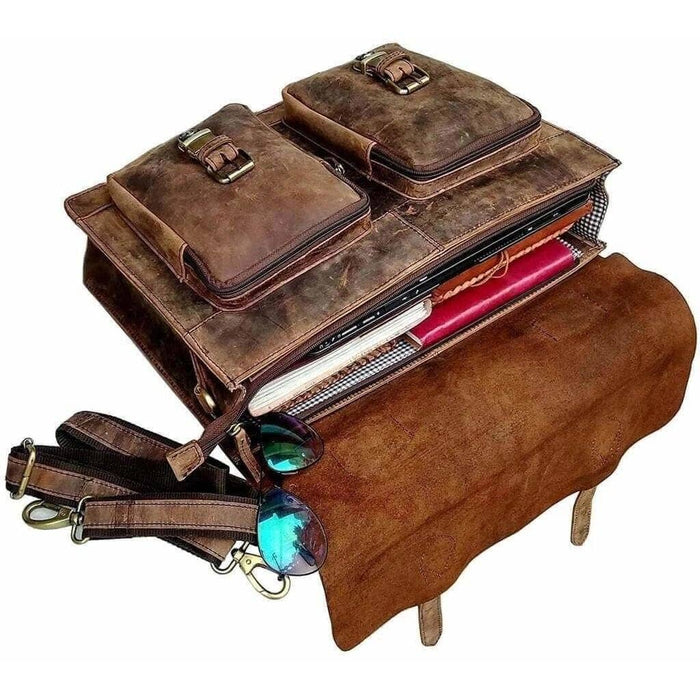 Buffalo Leather Briefcase 16 Inch Laptop Messenger Bag Office Canada