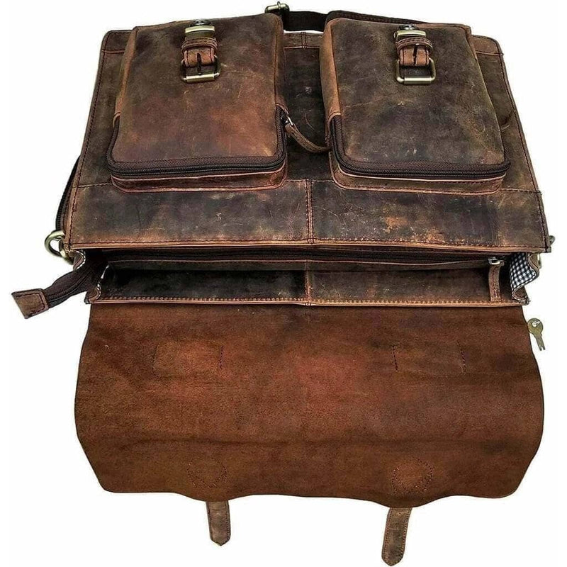 amerileather vintage hunter leather messenger bag backpack Retro Buffalo Hunter Leather Laptop Messenger Bag for Men & Women 16 Inch