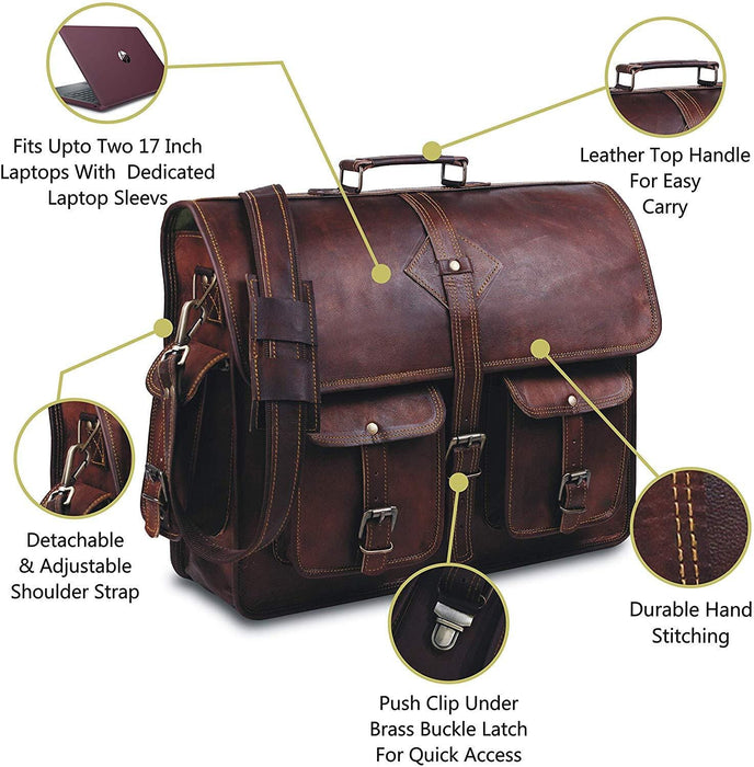 Retro Vintage Leather Messenger Bag Leather Crossbody Bag For