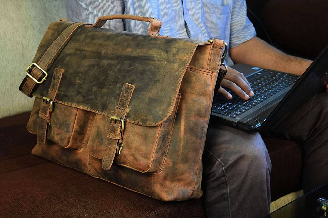 Ranger Buffalo Leather Messenger Bag Crossbody Laptop Bag Satchel (Brown) –  Rustic Town