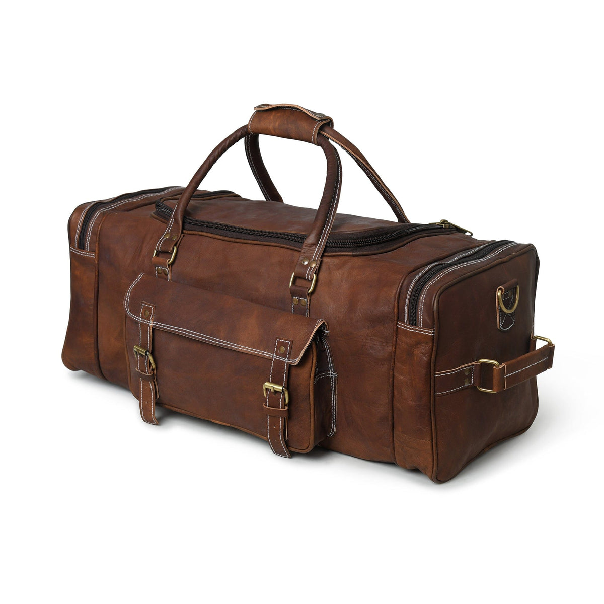 24 Inch Rustic Goat Real Best Leather Duffle Bag