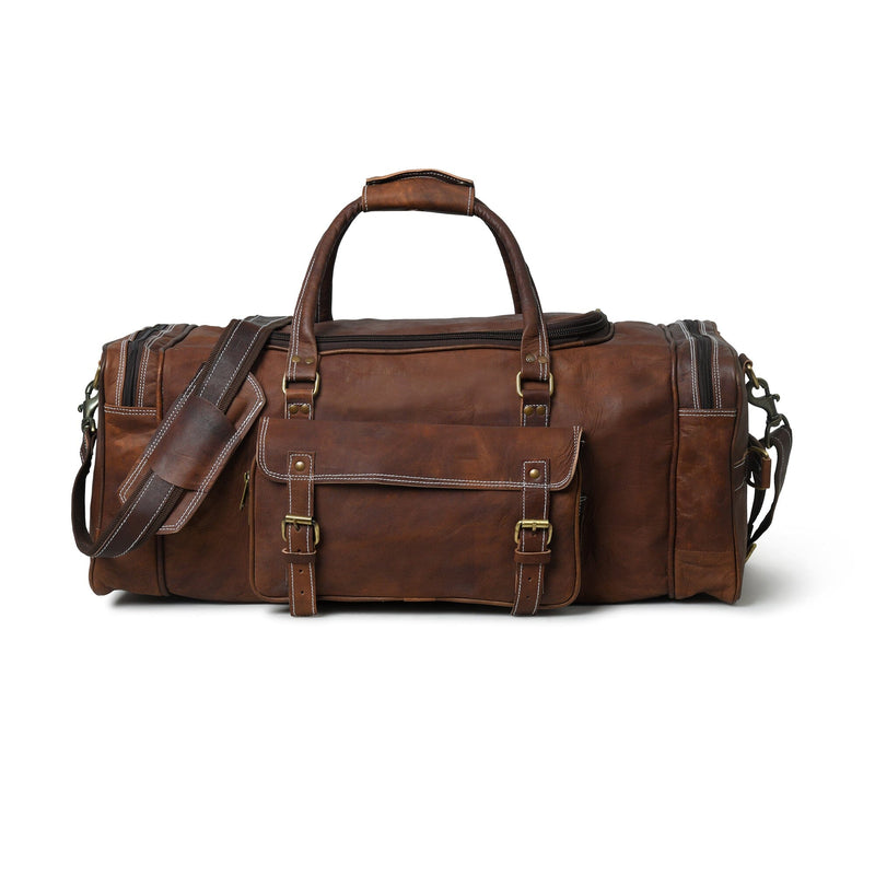 Leather Travel Duffel Bags for Men and Women Full Grain Leather Overnight Bag 21 Inch / Yes Leather Travel Duffel Bags for Men and Women Full Grain Leather Overnight Bag 21 Inch / Yes