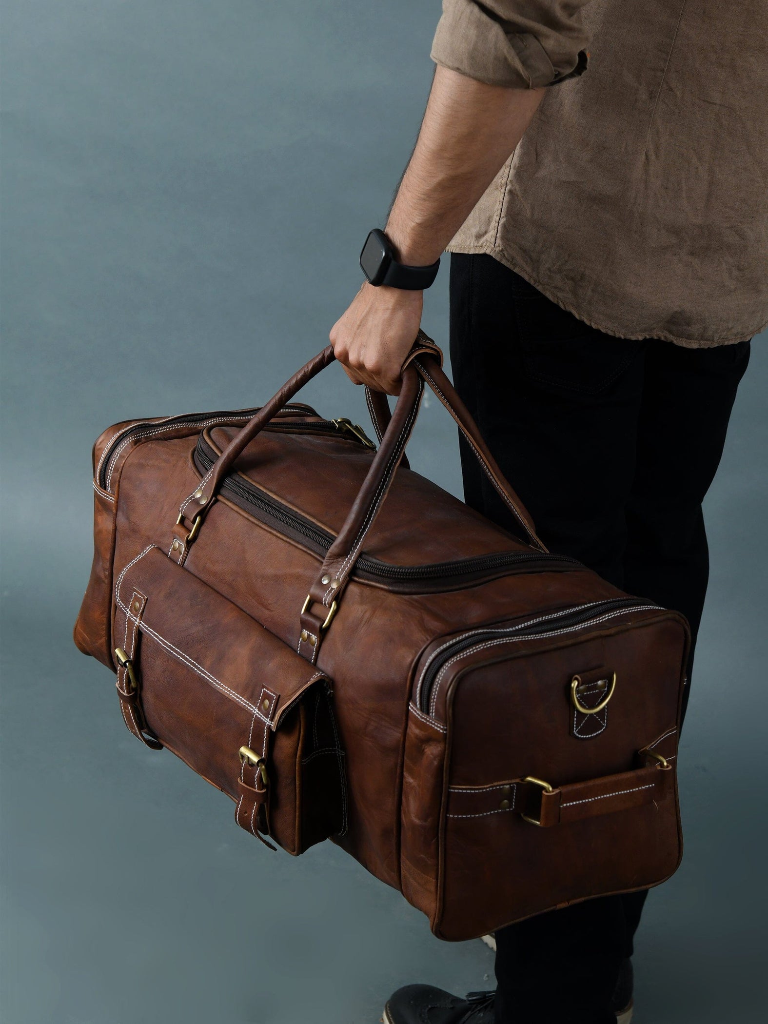 Walker Leather Weekender Bag | Leather Travel Duffle Bag — Classy ...