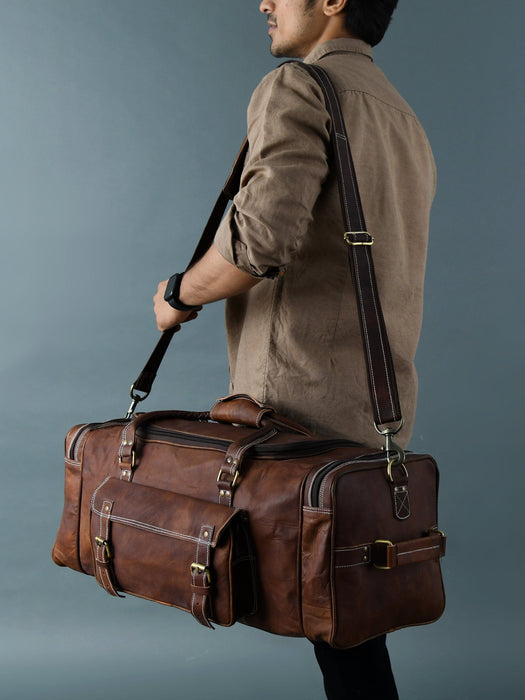 Brown Leather Weekender Bag - Men's Duffle Bag from Satchel