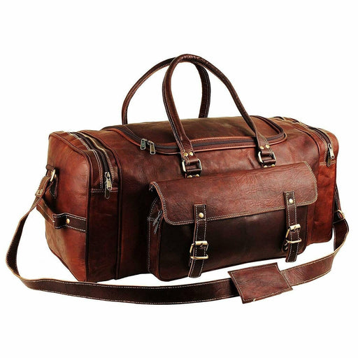 Leather duffle bag genuine leather travel bag overnight bag for
