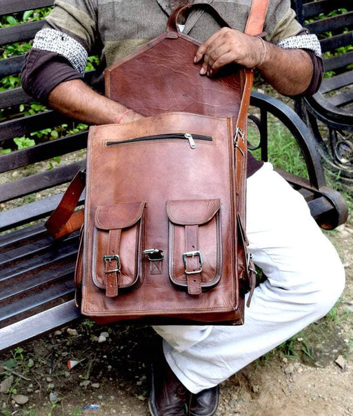 Mens vintage leather backpack online