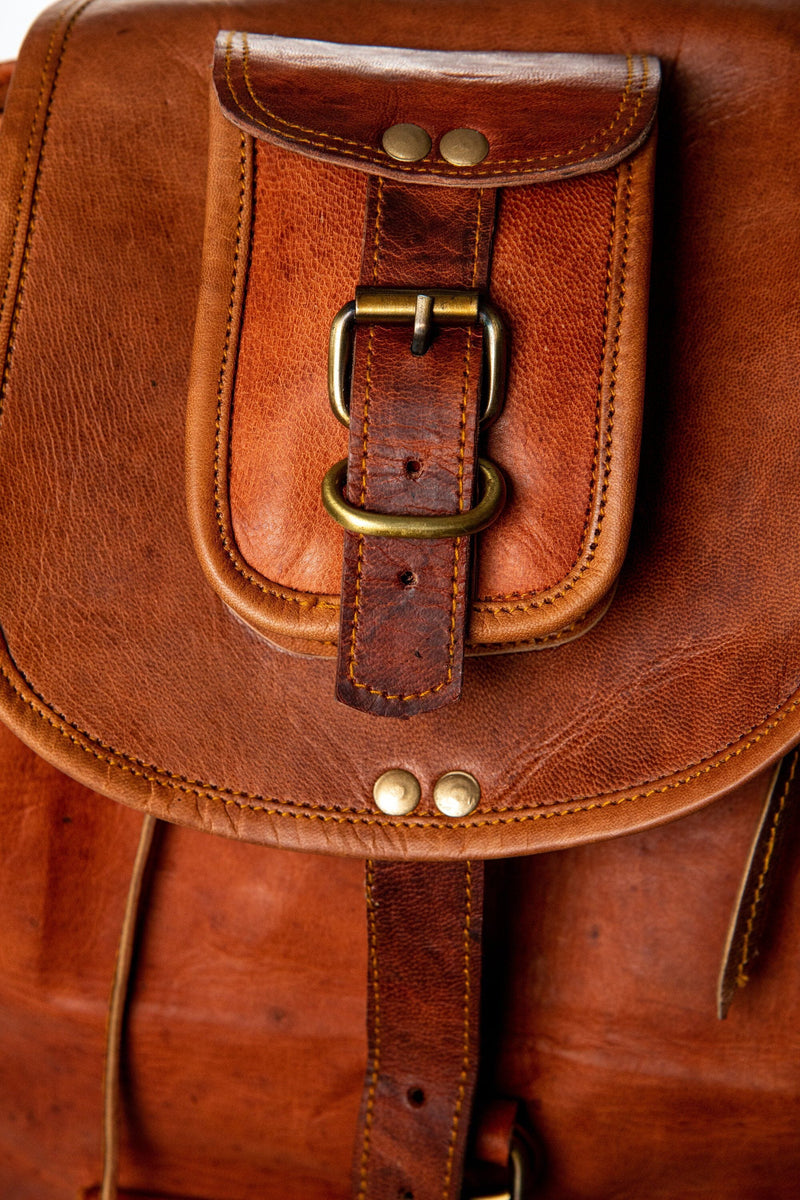 amazon mens leather backpack Tanned Brown 22 Inch Leather Backpack