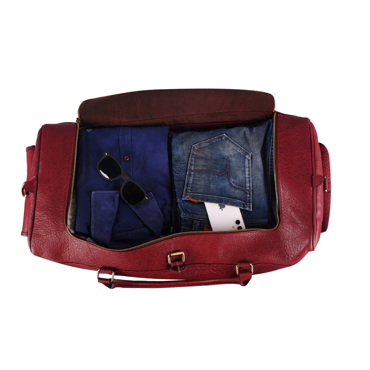 Scarlet Large Leather Duffle Bag | Leather Weekend Bag — Classy Leather ...