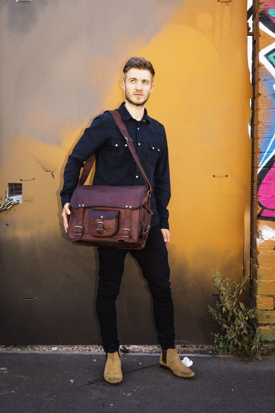 Rugged Leather Messenger Bag Men's Leather Messenger Bag — Classy