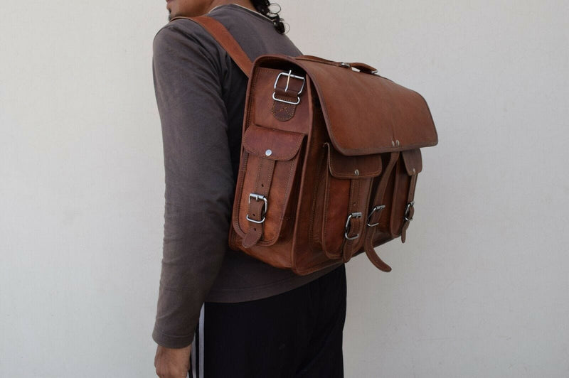 Men's Convertible Leather Messenger Bag, Fit 15 Inch Laptop — Classy Leather Bags