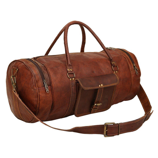Men's Round Leather Duffel Bag