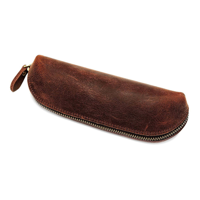 Buffalo Leather Pencil Case with Zipper Pen Case Pouch Classy Leather Bags 
